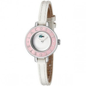 Lacoste horlogeband LC-15-3-14-0083 / 2000390 Leder Wit 6mm + wit stiksel