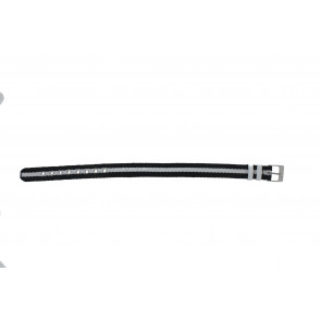 Lacoste horlogeband 2000510 / LC-34-3-14-0166 / WHI Textiel Zwart 12mm + zwart stiksel