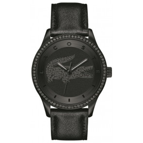 Lacoste horlogeband 2000823 / LC-74-3-34-2475S Leder Zwart 20mm + zwart stiksel