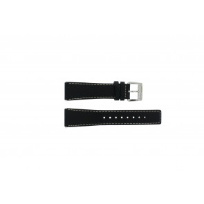 Lacoste horlogeband 2010317 / LC-09-1-14-0020 Leder Zwart 21mm + wit stiksel