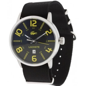 Lacoste horlogeband 2010511 / 2010513 / LC-44-1-14-2213 Nylon / perlon Zwart 24mm + zwart stiksel