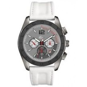 Lacoste horlogeband 2010667 / LC-53-1-44-2388 Leder Wit 24mm + wit stiksel