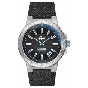 Lacoste horlogeband 2010676 / LC-67-1-14-2409 Leder Zwart 18mm + zwart stiksel