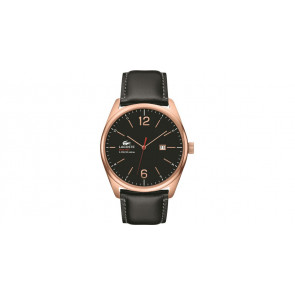 Lacoste horlogeband 2010747 / LC-68-1-34-2413 Leder Zwart 24mm + grijs stiksel