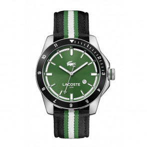 Lacoste horlogeband 2010820 / LC-72-1-27-2610 Leder Groen 22mm + zwart stiksel