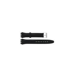 Horlogeband Swatch 21414.10.17.C Leder Zwart 17mm