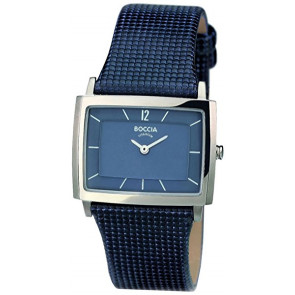 Horlogeband Boccia 3203-01 Leder Blauw 24mm