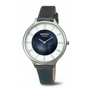 Horlogeband Boccia 3240-01 Leder Grijs 14mm