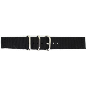 Horlogeband 408.01.20 Textiel Zwart 20mm + zwart stiksel