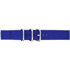 Horlogeband 408.05.18 Textiel Blauw 18mm + blauw stiksel