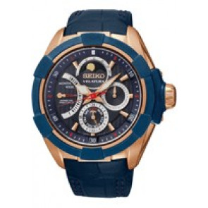 Horlogeband Seiko 5D88-0AF0 Leder Blauw 22mm