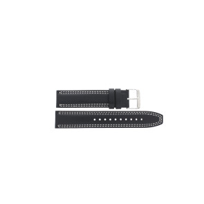 Seiko horlogeband SSB033P1 / 6T63 00D0 Leder Zwart 20mm + wit stiksel