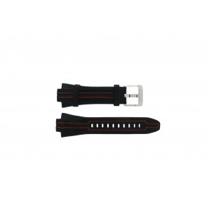 Seiko horlogeband 7L22-0AD0 Leder Zwart 15mm + oranje stiksel