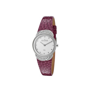 Horlogeband Skagen 818SSLVV Leder Rood