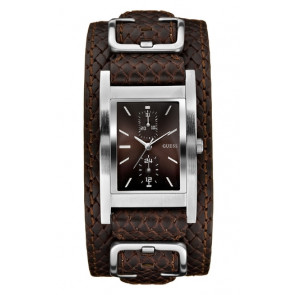 Guess horlogeband 85553G1 Leder Bruin 24mm + bruin stiksel