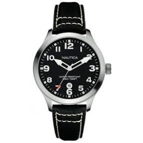 Horlogeband Nautica A09558G / N17616G / BRC-A09558G Leder Zwart 20mm