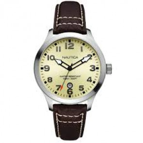 Horlogeband Nautica A09559G Leder Bruin 20mm