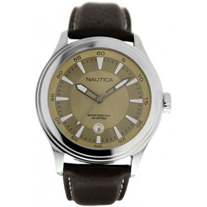 Horlogeband Nautica A11052G Leder Donkerbruin 24mm