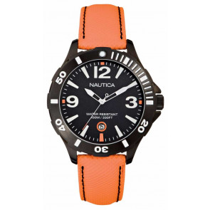 Nautica horlogeband A13026G Leder Oranje 20mm + zwart stiksel