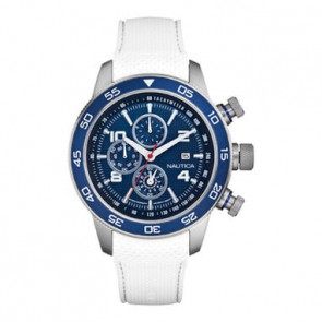 Nautica horlogeband A20104G Rubber Wit + wit stiksel