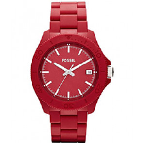 Horlogeband Fossil AM4450 Roestvrij staal (RVS) Rood 22mm