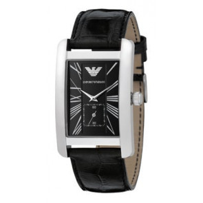 Horlogeband Armani AR0143 Leder Zwart 22mm