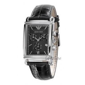 Horlogeband Armani AR0292 Leder Zwart 22mm