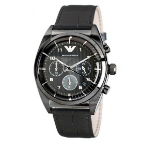 Horlogeband Armani AR0393 Leder Zwart 22mm