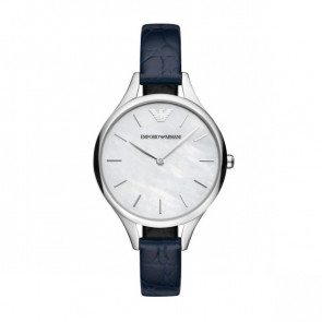 Horlogeband Armani AR11090 Leder Blauw 10mm