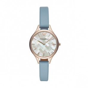 Horlogeband Armani AR11109 Leder Lichtblauw 10mm