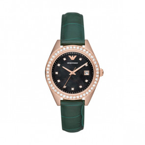 Horlogeband Armani AR11506 Leder Groen 16mm
