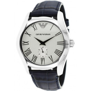 Horlogeband Armani AR1666 Leder Blauw 22mm