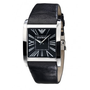 Horlogeband Armani AR2006 Leder Zwart 28mm