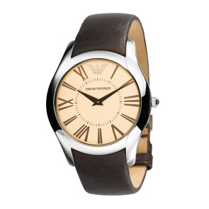 Horlogeband Armani AR2041 Leder Bruin 22mm