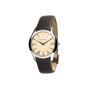 Armani horlogeband AR2042 Leder Donkerbruin 18mm