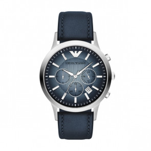 Horlogeband Armani AR2473 Leder Blauw 22mm