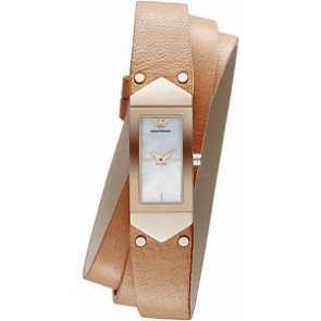 Horlogeband Armani AR7356 Leder Cognac 15mm