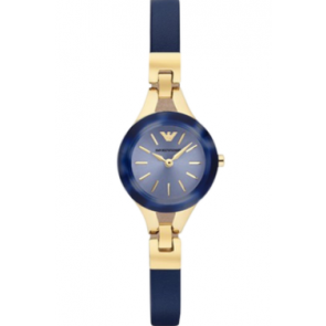 Horlogeband Armani AR7393 Leder Blauw 4mm