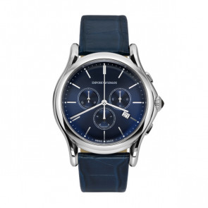 Horlogeband Armani ARS4010 Leder Blauw 22mm