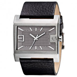 Horlogeband Armani Exchange AX1001 Leder Zwart 34mm