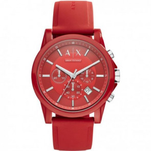 Horlogeband Armani Exchange AX1328 Silicoon Rood 22mm