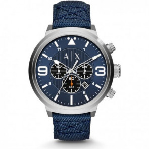 Horlogeband Armani Exchange AX1373 Leder/Textiel Blauw 22mm