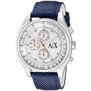 Horlogeband Armani Exchange AX1609 Leder/Textiel Blauw 22mm