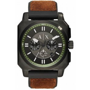 Horlogeband Armani Exchange AX1652 Leder/Kunststof Bruin 26mm