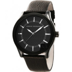 Horlogeband Armani Exchange AX2049 Leder Zwart 22mm