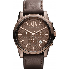 Armani horlogeband AX-2090 Leder Bruin 22mm 