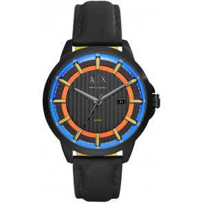 Horlogeband Armani Exchange AX2265 Leder Zwart 20mm