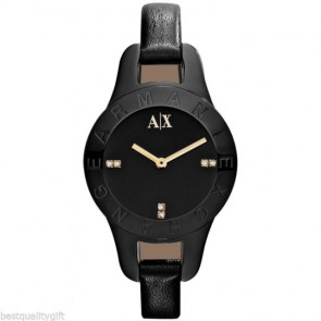 Horlogeband Armani Exchange AX4125 Leder Zwart 8mm