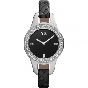 Horlogeband Armani Exchange AX4132 Leder Zwart 8mm