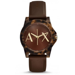 Horlogeband Armani Exchange AX4341 Silicoon Bruin 18mm